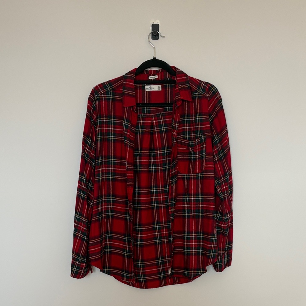 Red Plaid Button-Up Shirt